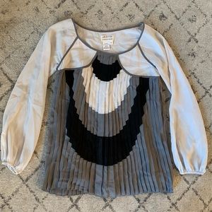 Dillards Art Deco Pleated Blouse